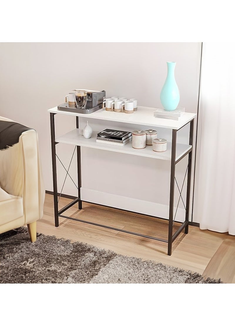 إيه جي دي طاولة مدخل جانبية  كونسول ، لترتيب وتخزين احتياجاتك , طاولة ركن قهوة - خشب - ابيض/أسود - Image 1
