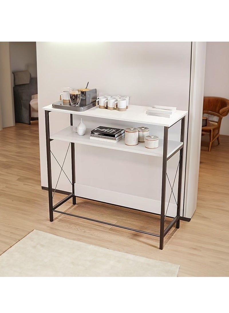 إيه جي دي طاولة مدخل جانبية  كونسول ، لترتيب وتخزين احتياجاتك , طاولة ركن قهوة - خشب - ابيض/أسود - Image 3