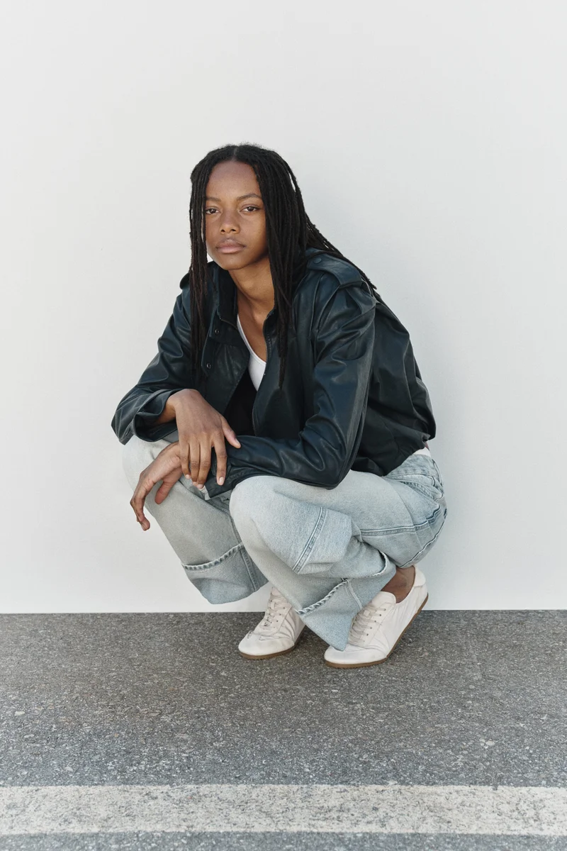Oversized funnel-collar jacket
