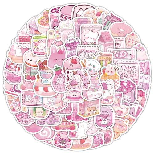 ZJSXINDI 100pcs Cute Small Stickers Set Kawaii,Cardstock Stickers Decorative Masking Stickers Planner Stickers for Personalize (Pink Foods) - Image 2