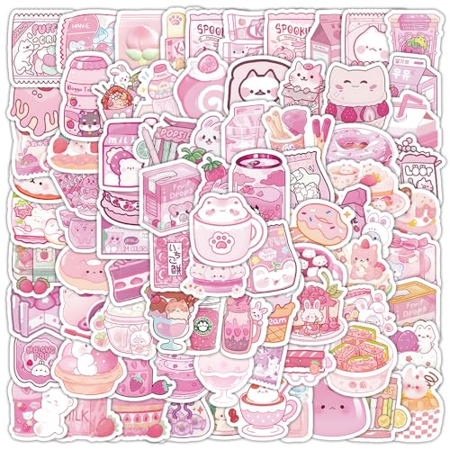 ZJSXINDI 100pcs Cute Small Stickers Set Kawaii,Cardstock Stickers Decorative Masking Stickers Planner Stickers for Personalize (Pink Foods) - Image 1