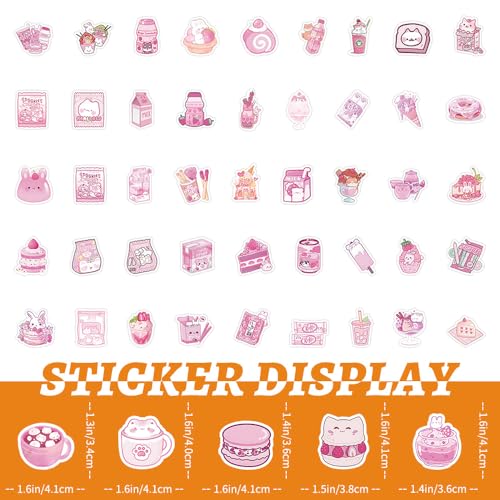 ZJSXINDI 100pcs Cute Small Stickers Set Kawaii,Cardstock Stickers Decorative Masking Stickers Planner Stickers for Personalize (Pink Foods) - Image 3