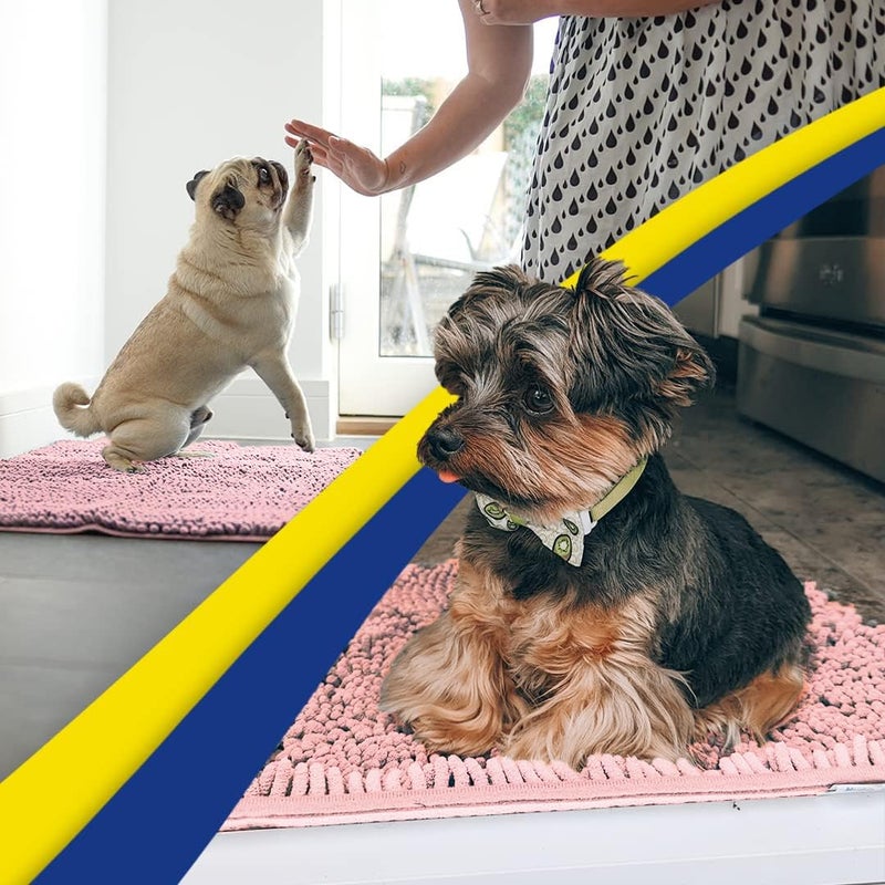 Muddy MatÂ® | Super Absorbent Door Mat Indoor, Microfiber Quick Dry Chenille Entryway Rug, Non-Slip Front Door Mat, Indoor Mats for Entryway, Machine Washable Pet Rug, Pink 19"x30" - Image 5