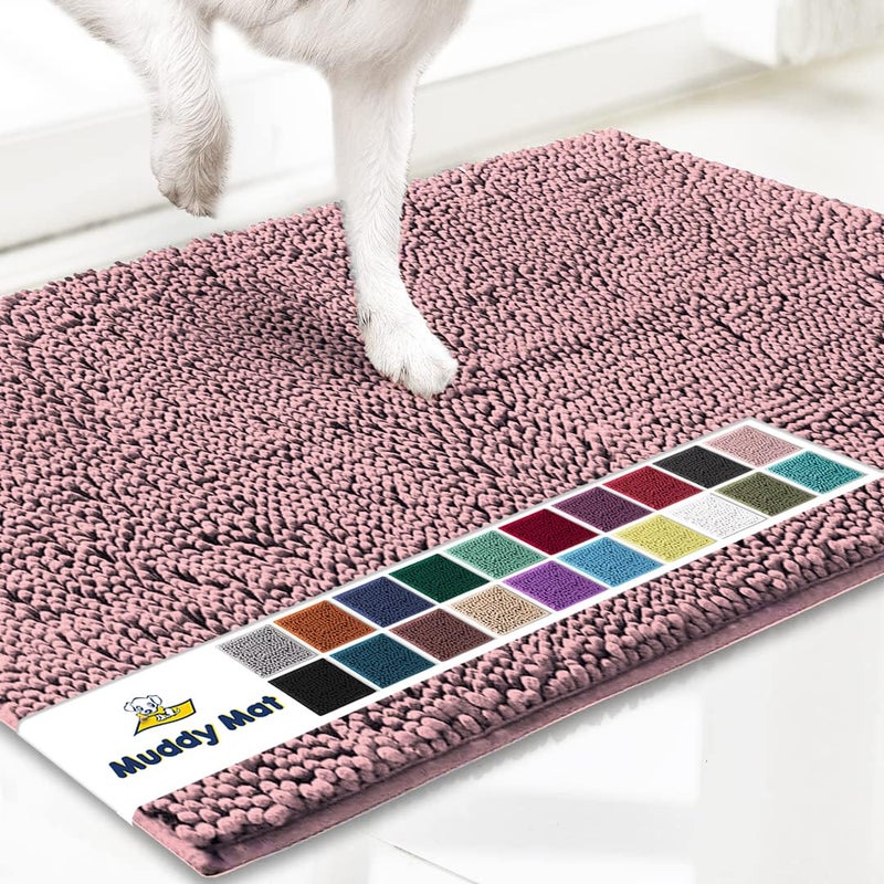 Muddy MatÂ® | Super Absorbent Door Mat Indoor, Microfiber Quick Dry Chenille Entryway Rug, Non-Slip Front Door Mat, Indoor Mats for Entryway, Machine Washable Pet Rug, Pink 19"x30" - Image 1