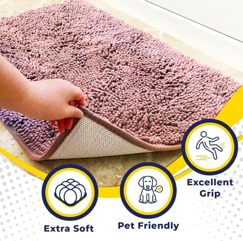 Muddy MatÂ® | Super Absorbent Door Mat Indoor, Microfiber Quick Dry Chenille Entryway Rug, Non-Slip Front Door Mat, Indoor Mats for Entryway, Machine Washable Pet Rug, Pink 19"x30" - Image 2