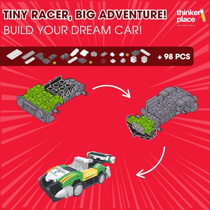 ThinkerPlace 8-in-1 Super Racing Car Flash Star (99 Pieces) | Learn About Speed | Building Block Set for Kids Age 6+ | STEM Educational Toy | Build, Collect & Create Robot | Science & Learning Toy - Image 2