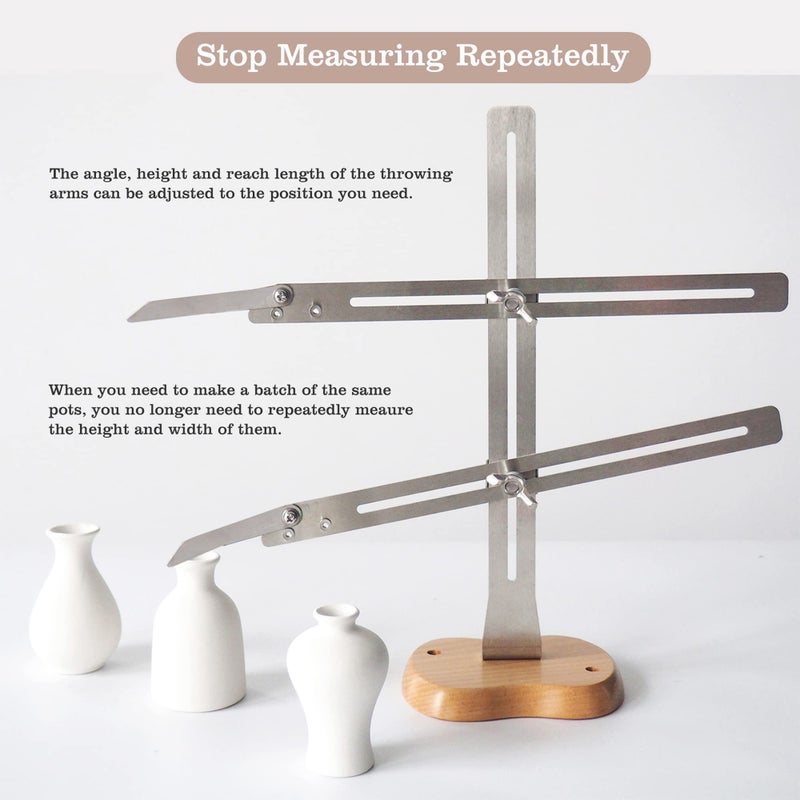 Cuptisserie Pottery Throwing Gauge, Stainless Steel Pottery Throwing Stick for Measuring Height & Width, Clay Craft Measuring Gauge Ceramics Tool - Image 3