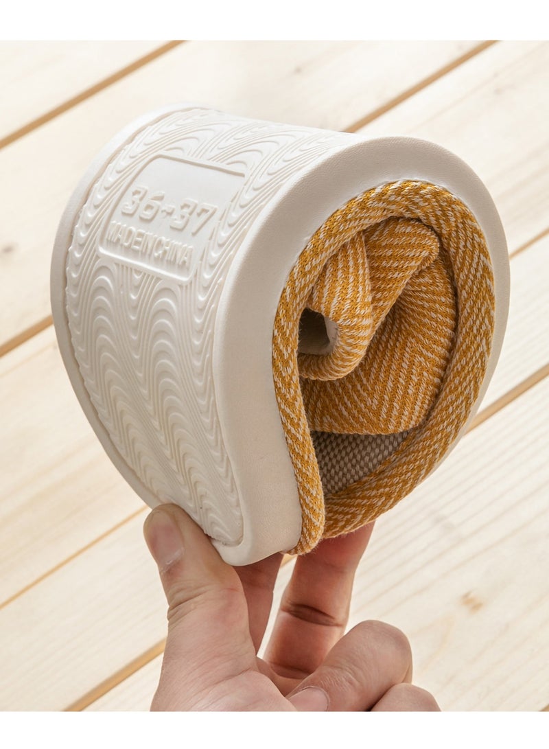 VIDSID House Slippers Linen Women's Open Toe Slide Slipper(Yellow EU 40/41) - Image 4