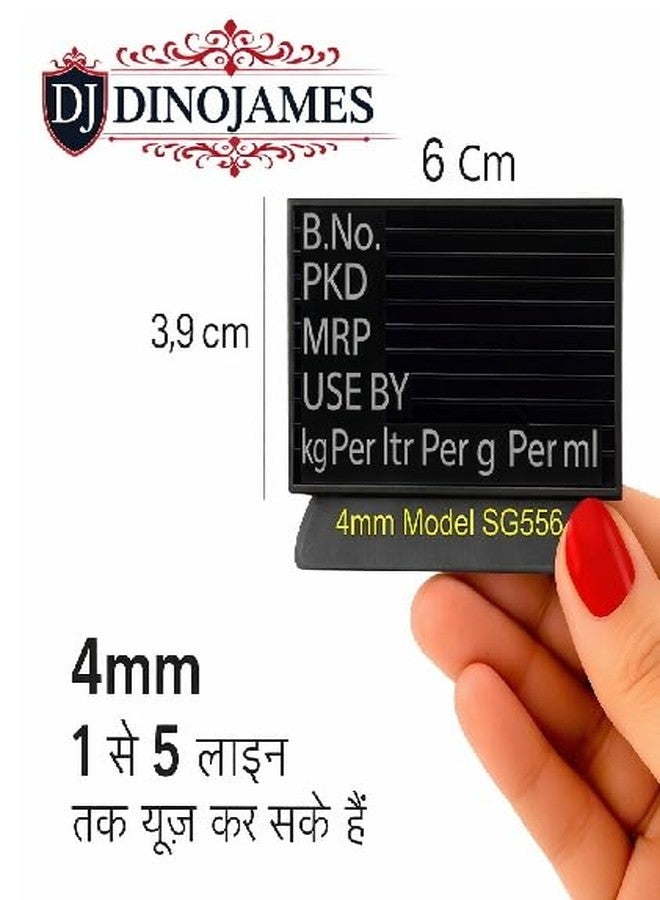 DinoJames Self-Inking Heavy-Duty Batch Coder - 4mm Letters, Medium 35x30mm Print Area, Prints up to 4 Lines for MRP, Expiry & Batch Code, Manual Rubber Stamp - Image 2