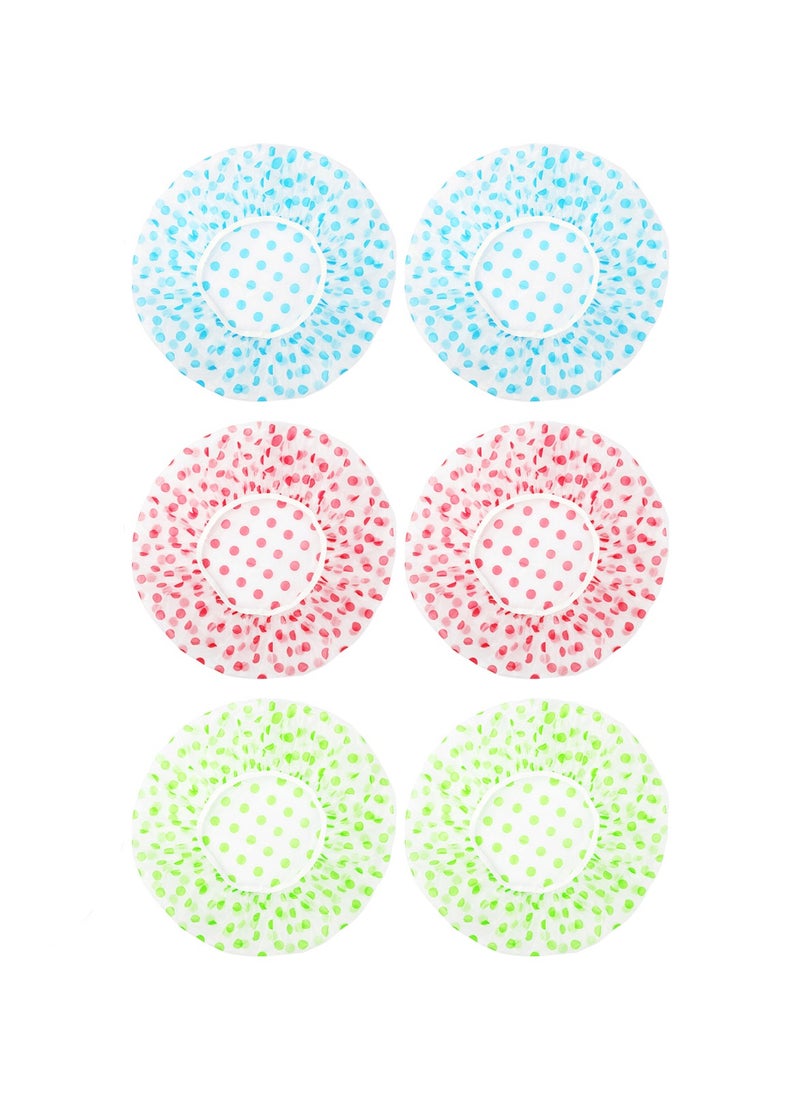 Generic Shower Caps,6 Pieces Waterproof Plastic Caps,Reusable Shower Caps,Elastic Band Bath Hair Hat for Women Ladies Spa Salon.  - Image 1