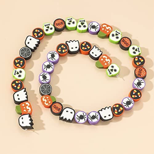 PEVOGON 100 Pcs Halloween Polymer Clay Beads Heishi Spacer Beads Supplies for DIY Bracelet Earring Necklace Jewelry Making - Image 5