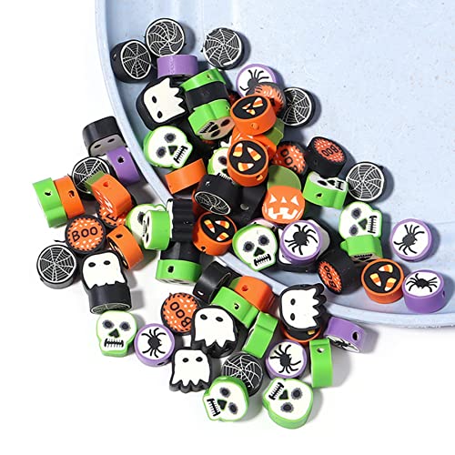 PEVOGON 100 Pcs Halloween Polymer Clay Beads Heishi Spacer Beads Supplies for DIY Bracelet Earring Necklace Jewelry Making - Image 3