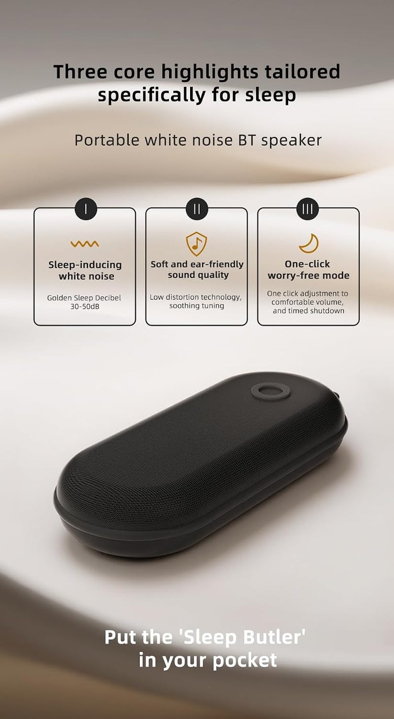 OMIRE Pillow Speaker for Sleeping Mini Bluetooth Speaker Under Pillow with White Noise Sound Machine for Sleeping,Sleep Music,TF card (Micro SD),Headphone-Free Sleep Speaker for Side Sleeper Black - Image 2