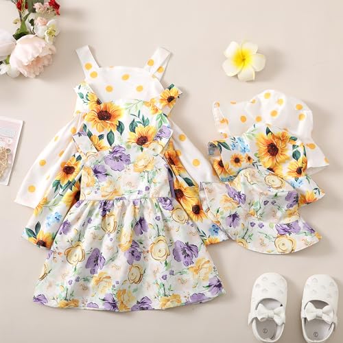 Saeaby Baby Girl Dress Summer Outfits Baby Clothes for Girls 1 Year Old Boho Halter Sleeveless Dresses Yellow Sunflower Sundress 12-18 Month Girl Clothes - Image 4