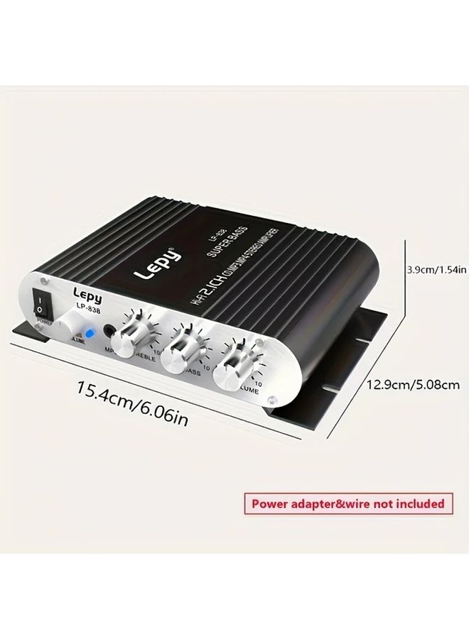 Silvery 600W Car Audio Power Amplifier 2.1 Channel Hifi Stereo With Bass Enhancement Treble Control - Image 2