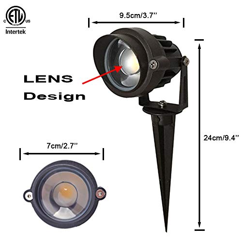 ALEDECO 8Pack 5W Low Voltage Landscape Lights with Connectors Outdoor Lighting 24V AC/DC Focusing Lens LED Landscape Spotlights,600LM Warm White Waterproof Outdoor Garden Yard Lights - Image 3