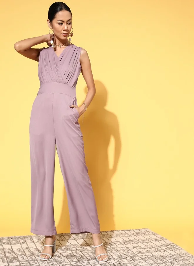 SASSAFRAS Lavender Solid Jumpsuit for Women