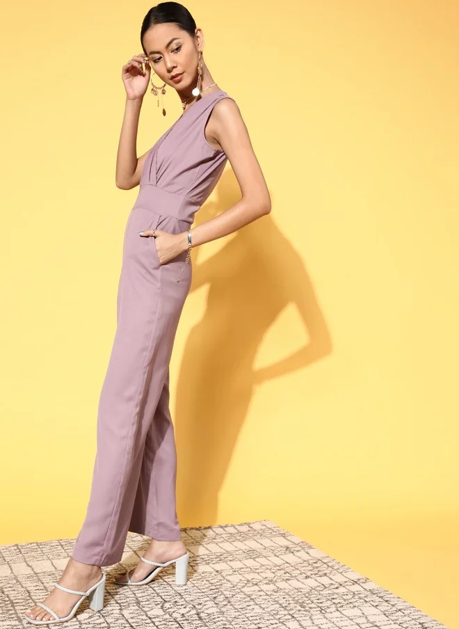 SASSAFRAS Lavender Solid Jumpsuit for Women