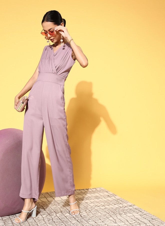 SASSAFRAS Lavender Solid Jumpsuit for Women - Image 4