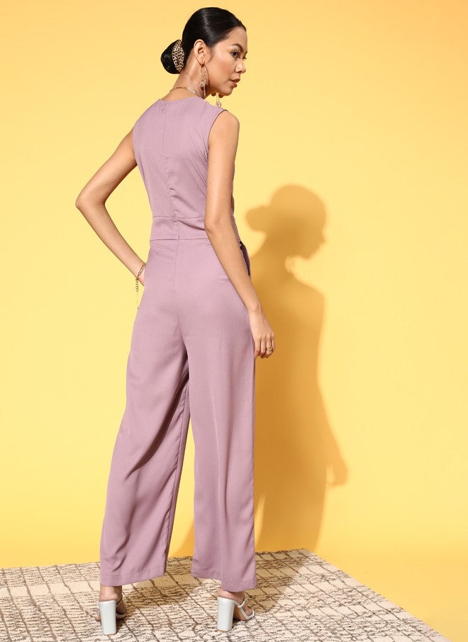 SASSAFRAS Lavender Solid Jumpsuit for Women - Image 3