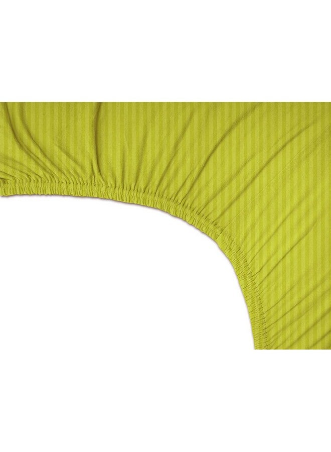 VAS COLLECTIONS VAS COLLECTION Premium 210 TC Cotton Satin Striped Elastic Fitted Bedsheets with 2 Pillow Covers | Double Bed with All Around Elastic Supersoft | Size - 78x72+10 inches, Parrot - Image 3