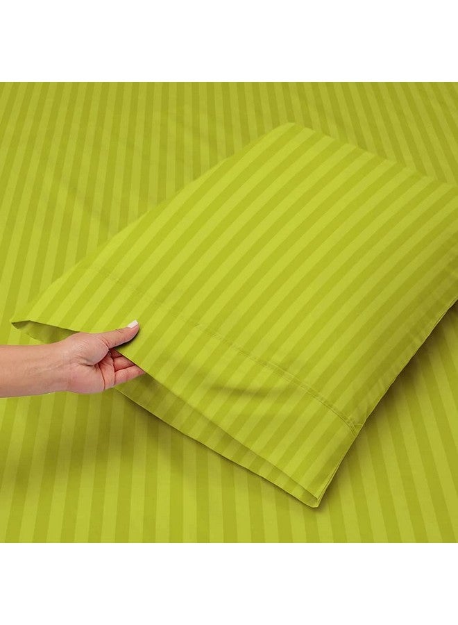 VAS COLLECTIONS VAS COLLECTION Premium 210 TC Cotton Satin Striped Elastic Fitted Bedsheets with 2 Pillow Covers | Double Bed with All Around Elastic Supersoft | Size - 78x72+10 inches, Parrot - Image 4