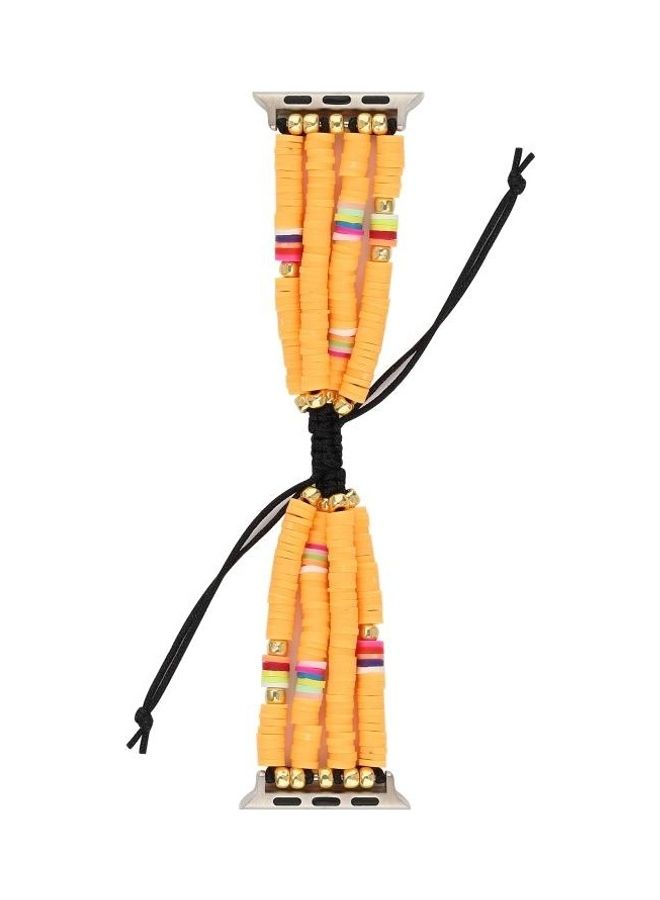 NIBEMINENT Ethnic Replacement Watchband for Apple Watch Series 1/2/3/4/5/6/7/SE 38/40/41mm Yellow - Image 1