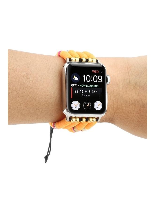 NIBEMINENT Ethnic Replacement Watchband for Apple Watch Series 1/2/3/4/5/6/7/SE 38/40/41mm Yellow - Image 5