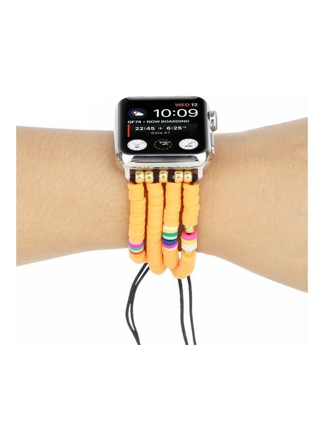 NIBEMINENT Ethnic Replacement Watchband for Apple Watch Series 1/2/3/4/5/6/7/SE 38/40/41mm Yellow - Image 2