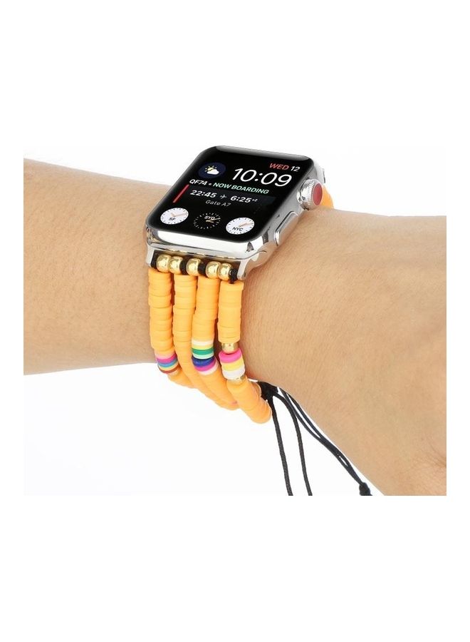 NIBEMINENT Ethnic Replacement Watchband for Apple Watch Series 1/2/3/4/5/6/7/SE 38/40/41mm Yellow - Image 3