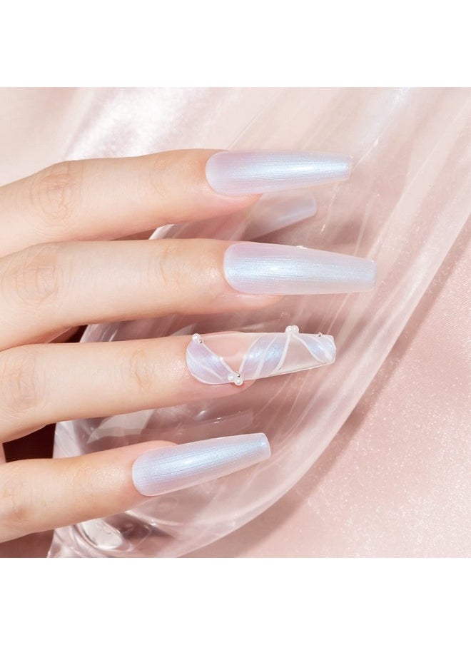 MIZHSE MIZHSE Pearl Gel Nail Polish, Glitter Drawing Mermaid Gel Polish Shell Thread Shimmer Iridescent Nail Gel Soak Off Gel Polish for Salon At Home DIY Manicure  - Image 3