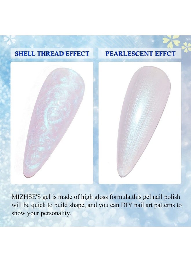 MIZHSE MIZHSE Pearl Gel Nail Polish, Glitter Drawing Mermaid Gel Polish Shell Thread Shimmer Iridescent Nail Gel Soak Off Gel Polish for Salon At Home DIY Manicure  - Image 2