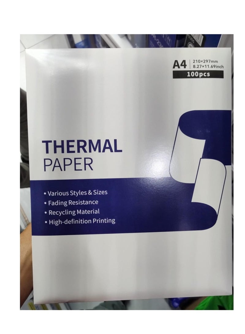 Terabyte 100 ورقة ورق حراري A4 متوافق مع طابعات M08F وM832 وM833 وM834 وطابعات حرارية A4 أخرى 8.27" × 11.69" (210x297mm) - Image 1