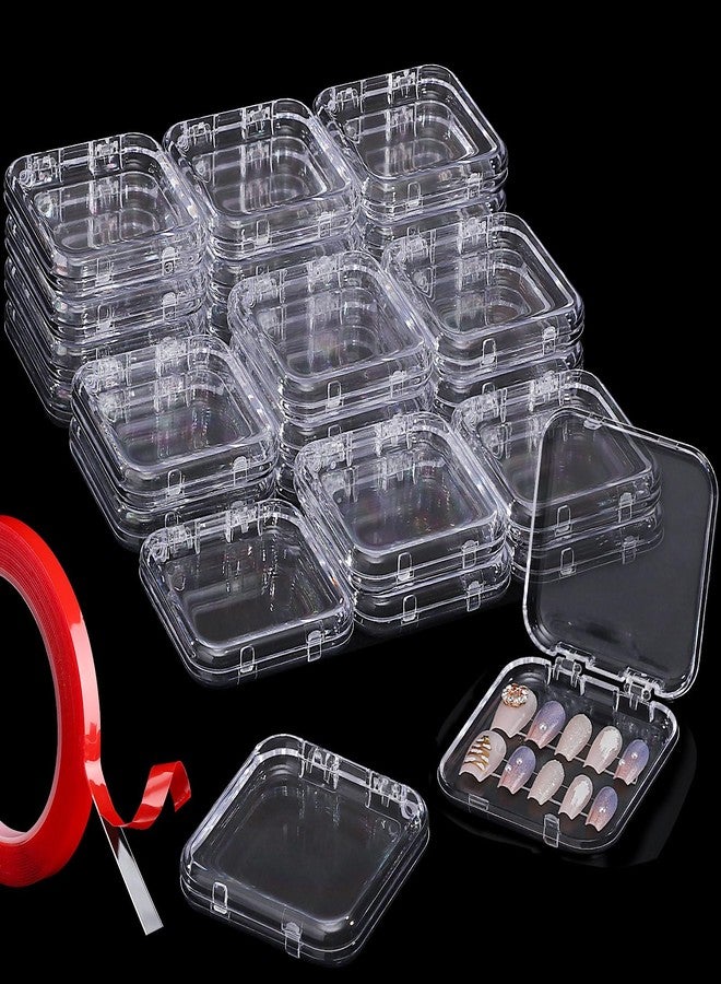 Udefineit 27PCS Press on Nail Boxes with 5M Nail Tape, Clear Acrylic Nail Display Box for Storage Nail Tips Press on Container Plastic Empty Packaging Boxes for Nail Art Home Beauty Salon - Image 1