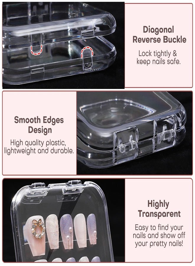 Udefineit 27PCS Press on Nail Boxes with 5M Nail Tape, Clear Acrylic Nail Display Box for Storage Nail Tips Press on Container Plastic Empty Packaging Boxes for Nail Art Home Beauty Salon - Image 3