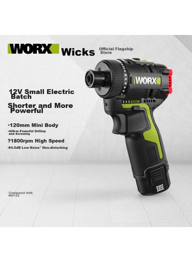 Worx 12v Brushless Electric Screwdriver Wu129 (2.0 Dual Battery), Electric Drill, Lithium Battery Pistol Drill, Electric Screwdriver - Image 1