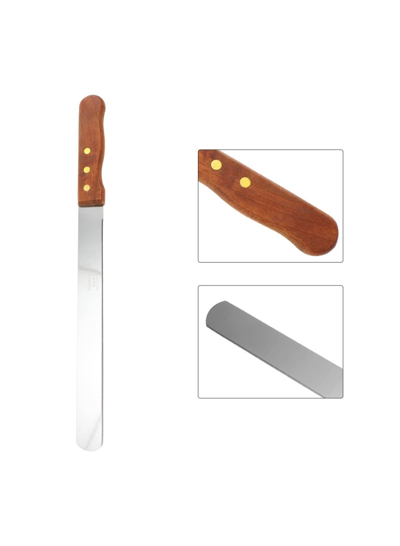 Professional Stainless Steel Cake and Pastry Knife with Wooden Handle – 36 cm  Straight Blade for Precision Slicing, Spreading, and Decorating – Ideal for Cakes, Pastries, Soft Bread, and Desserts - Image 3