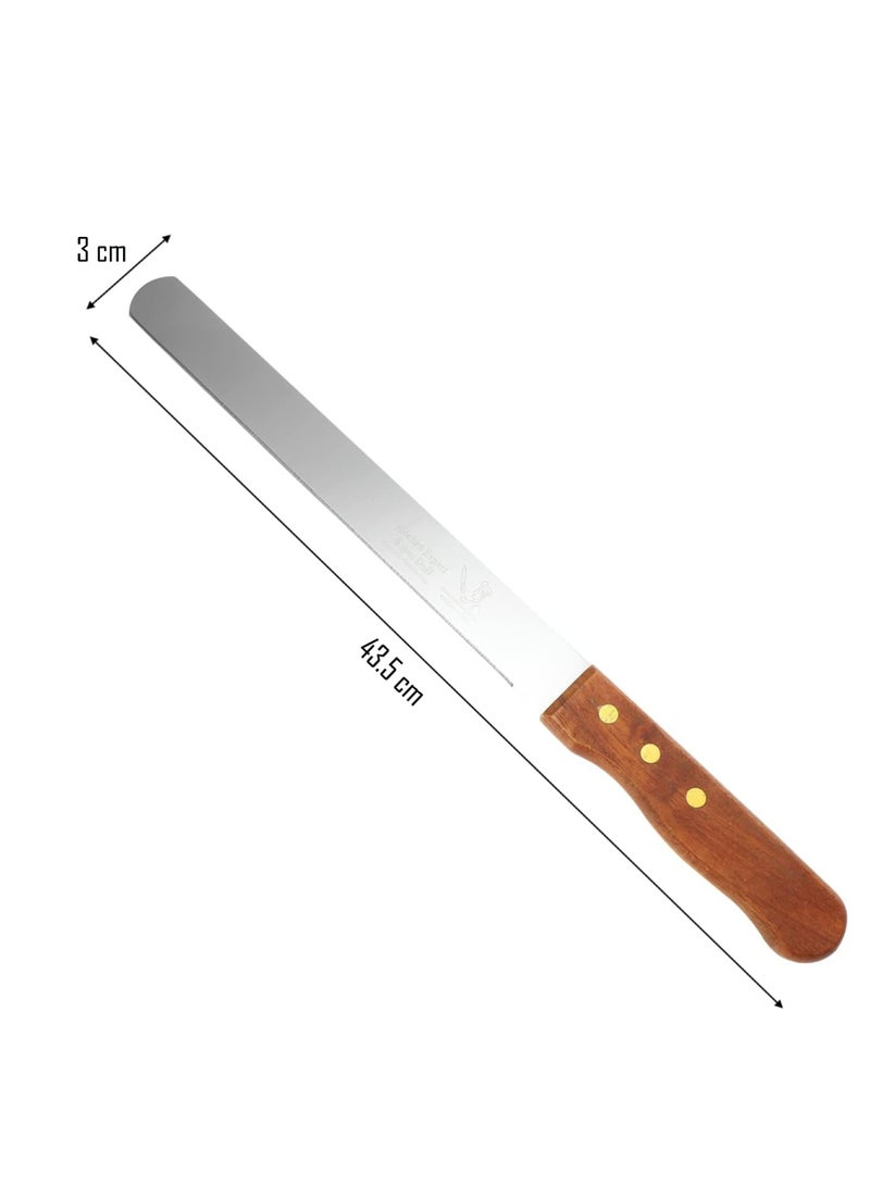 Professional Stainless Steel Cake and Pastry Knife with Wooden Handle – 36 cm  Straight Blade for Precision Slicing, Spreading, and Decorating – Ideal for Cakes, Pastries, Soft Bread, and Desserts - Image 4