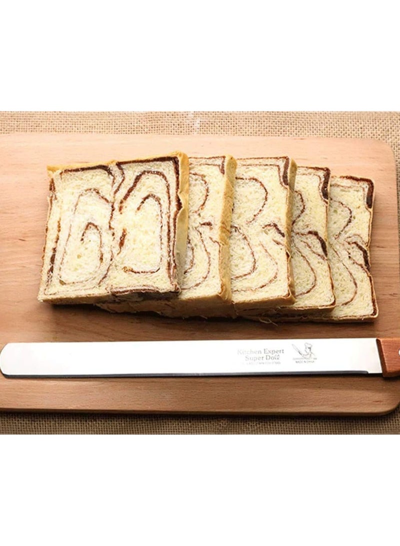 Professional Stainless Steel Cake and Pastry Knife with Wooden Handle – 36 cm  Straight Blade for Precision Slicing, Spreading, and Decorating – Ideal for Cakes, Pastries, Soft Bread, and Desserts - Image 5