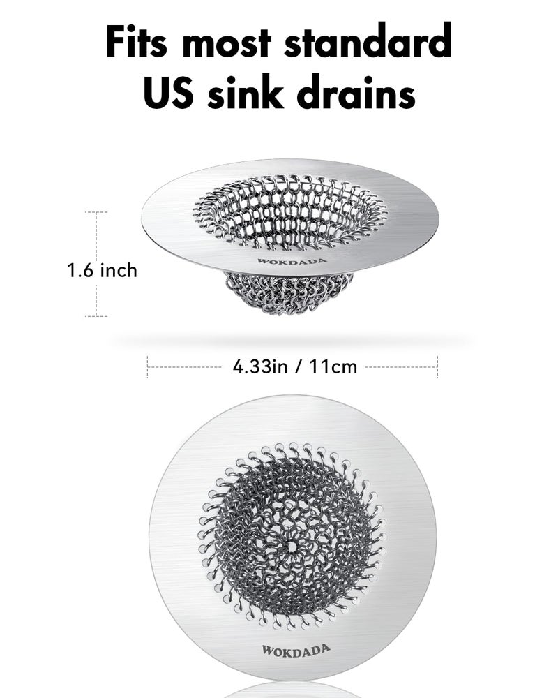 Wokdada Sink Drain Strainer, Reversible No Clog Mesh Kitchen Sink Drain Strainer, 304 Stainless Steel & Rust-Proof/Masterfully Handcrafted, Easy Clean, Dishwasher Safe, Fits Standard Sink Drain - Image 5