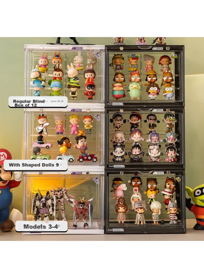 Eachy Blind Box Display Case, Layered Transparent Labubu, Pop Mart Display Box, Action Figure Blind Box Storage Case - Cool Black - Image 3