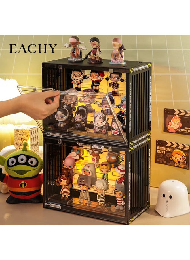 Eachy Blind Box Display Case, Layered Transparent Labubu, Pop Mart Display Box, Action Figure Blind Box Storage Case - Cool Black - Image 1