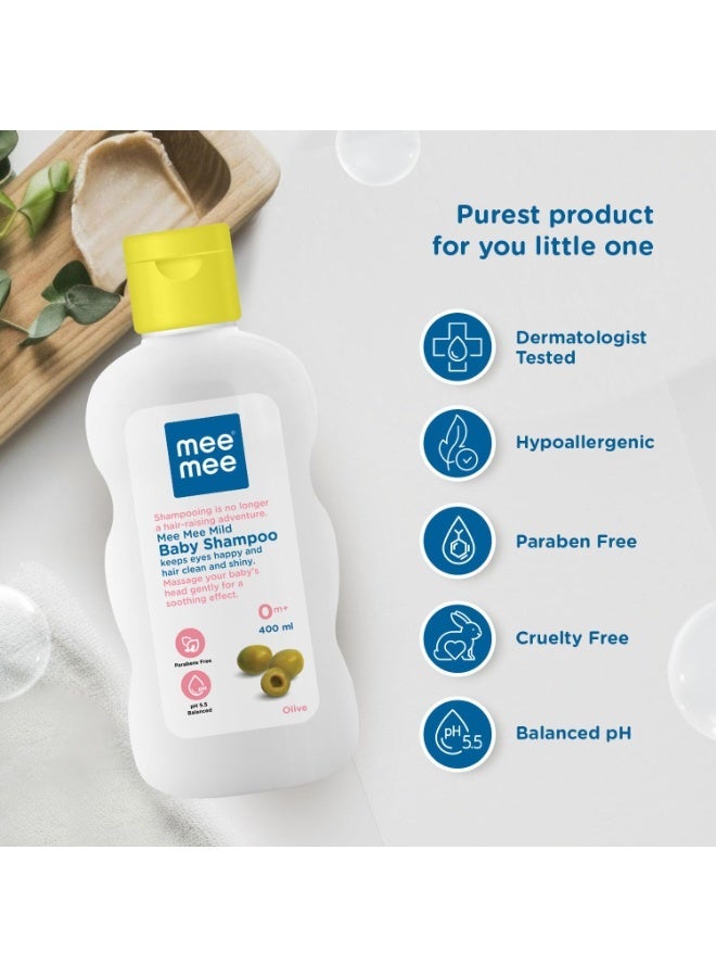 Mee Mee Gentle Baby Shampoo 400ml | For Daily Moisturizing Enriched with Olive Extracts | Tear-Free Formula Nourishes & Protects Sensitive Skin | Hypoallergenic, Sulfate and Paraben-Free (Pack of 2) - Image 2