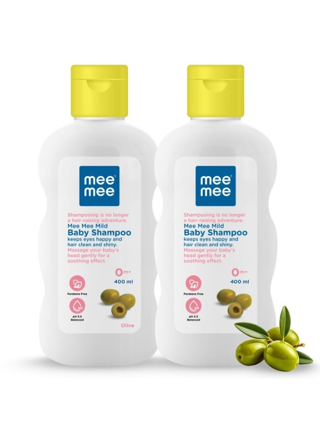 Mee Mee Gentle Baby Shampoo 400ml | For Daily Moisturizing Enriched with Olive Extracts | Tear-Free Formula Nourishes & Protects Sensitive Skin | Hypoallergenic, Sulfate and Paraben-Free (Pack of 2) - Image 1
