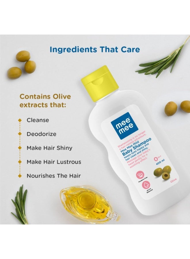 Mee Mee Gentle Baby Shampoo 400ml | For Daily Moisturizing Enriched with Olive Extracts | Tear-Free Formula Nourishes & Protects Sensitive Skin | Hypoallergenic, Sulfate and Paraben-Free (Pack of 2) - Image 3