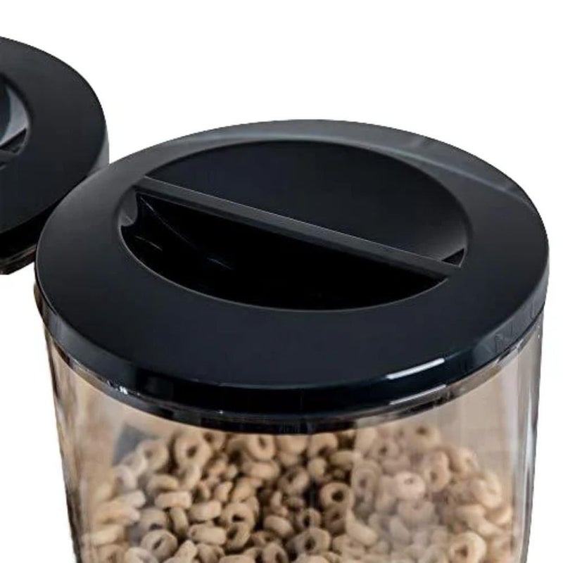 Rotating Cereal Dispenser, Clear with Black Lid, 3 Containers - Image 3