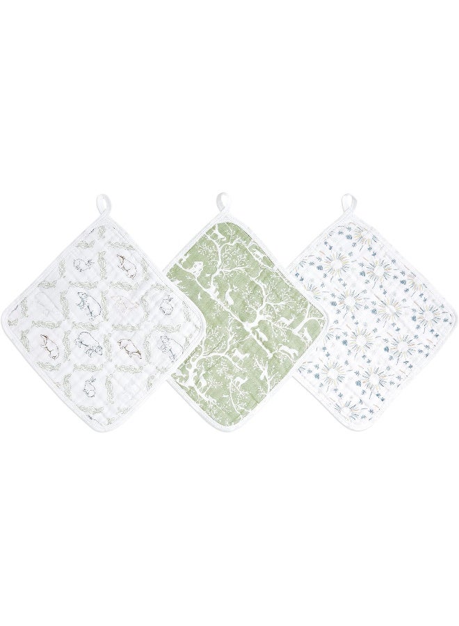 aden + anais Essentials Classic Washcloth Set, Super Soft 100% Cotton Muslin, 3-Pack, Harmony - Image 1