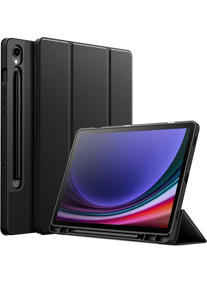 Jetech Case For Samsung Galaxy Tab S9 11 Inch With S Pen Holder Soft Tpu Tri-Fold Stand Protective Tablet Cover Support S Pen Charging Auto Wake Sleep Graphite Black - Image 1