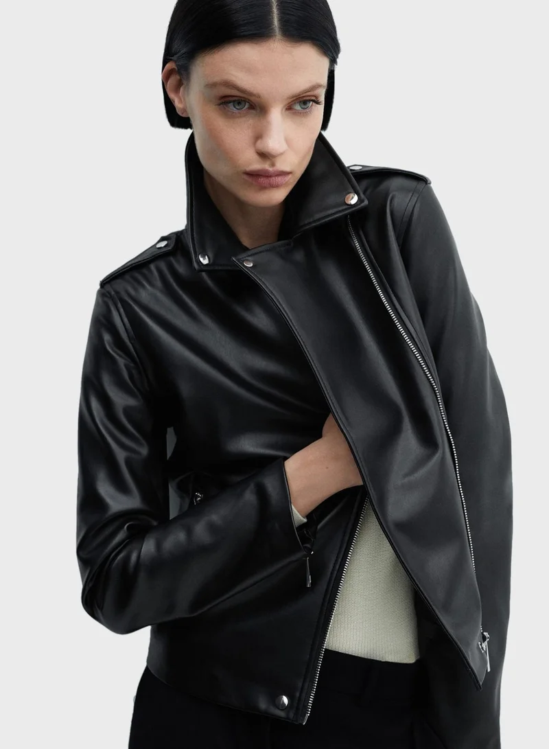 MANGO Pu Knitted Jacket