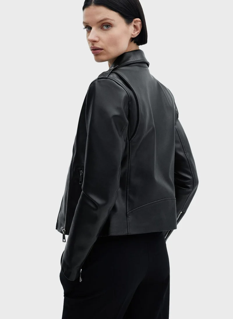 MANGO Pu Knitted Jacket